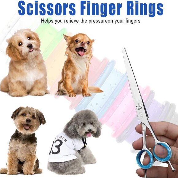 24 PCS Soft Silicone Scissors Finger Rings Dog Grooming Pet Shears Ring Thumb In - Picture 3 of 7